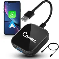 Carme Premium 2-in-1 CarPlay Dongle - Wireless CarPlay & Android Auto - USB-A & USB-C - Android Auto Dongle - Noir