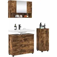 vidaXL Ensemble de meubles de salle de bains avec tiroirs 3 pcs Chêne fumé