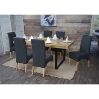 Mendler Ensemble de 6 chaises de salle à manger Latina, chaises de cuisine, revêtues en tissu/textile, , couleur gris foncé, pieds clairs