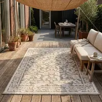 De Onlinewinkelier b.v. Volero - Tapis intérieur & extérieur - Bloom Oriental Taupe - 80x150 cm