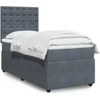 vidaXL Lit boxspring avec matelas gris foncé 100x200 cm velours