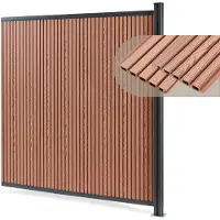 Neu.holz Clôture de jardin « Grassano » - Clôture brise-vue avec 1 poteau - Module d'extension 185 x 175 cm - Résistante aux intempéries - WPC marron