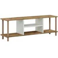 En.casa Meuble TV Ærøskøbing avec 2 compartiments de rangement Meuble TV 43 x 120 x 29 cm Meuble TV avec 2 compartiments de rangement Meuble TV bas Meuble TV aspect bois/blanc