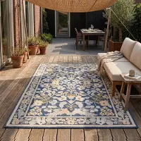 De Onlinewinkelier b.v. Volero - Tapis d'intérieur et d'extérieur - Bloom Oriental Bleu - 160x230 cm