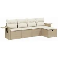 vidaXL Ensemble de salon de jardin 5 pièces avec coussins Beige Poly Rattan