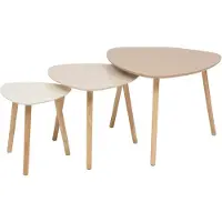 Atmosphera Set de 3 tables de rangement MILEO, beige