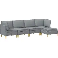 vidaXL Ensemble de canapés modulaires avec rangement, 5 pièces, tissu gris clair