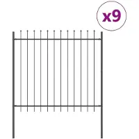 vidaXL , clôture de jardin WOERDEN, 9 pièces, 15,3 x 1,5 m, gris