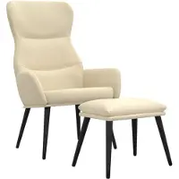 vidaXL Fauteuil relax avec pouf Crème Tissu