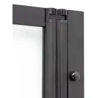 Gelco COUVERCLE DE BAIGNOIRE LEXIA avec 4 panneaux pivotants rabattables, en verre transparent, profilés noir mat, pour installation sur la droite, dimensions 110 x 140 cm