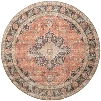 FRAAI Tapis d'intérieur et d'extérieur rond - kairo Medallion terra/Bleu Foncé | Ø 200 cm | Rond | Tissage plat