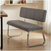 Idimex Banc Design Vilas Siège Avec 3 Places, Banquette Au Piètement Chromé Et Dossier Au Revêtement Synthétique Gris