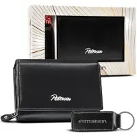 Peterson Set de portefeuille avec porte-clés Lenchoo noir Taille unique