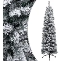 vidaXL Sapin de Noël artificiel mince flocon de neige vert 120 cm PVC