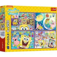 Trefl Puzzle 4x250 pièces Le Monde Fou de Bob l'éponge 13342