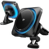 ESR HaloLock CryoBoost MagSafe Car Mount Wireless Charger, Adaptateur pour véhicule, Noir