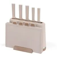 Maestro Ensemble de couteaux MR-1412-BEIGE avec bloc et planche à découper beige