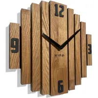 FLEXISTYLE Horloge murale Symmetry horloge murale chêne salle de bain salon bois modernediamètre sans tic-tac aspect bois (chêne, 30cm)