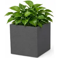 Eda Pot de Plante Carré Anthracite en Plastique EDA CF-6540042 - 49,5 x 49,5 x 49,5 cm