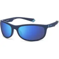 Polaroid 2154-S Lunettes de soleil rectangulaires unisexes - FLL-5X Couleur bleu mat avec verres miroir bleu polarisés