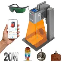 Vevor Graveur Laser Portatif 2 en 1 Machine de Gravure Laser Bleu Portable 20 W Infrarouge 2 W pour Bois Acrylique