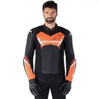 Alpinestars Veste En Cuir Faster V3 Black Red Fluo, Taille: 56