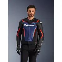 Alpinestars Veste En Cuir GP Force V2 Black Blue Red Fluo, Taille: 54