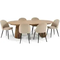 Ebuy24 Tokyo ensemble de table à manger table à manger naturel, 6 chaises en velours beige.