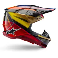 Alpinestars Casque Supertech M10 Era ECE 22.06 Gold Yellow Rio Red Glossy, Taille: XL