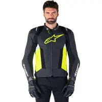 Alpinestars Missile V3 Airflow, veste en cuir ,Noir/Jaune Néon/Blanc ,56