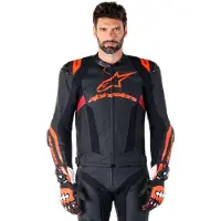 Alpinestars Veste En Cuir Missile V3 Ignition Black Red Fluo Dark Red, Taille: 54