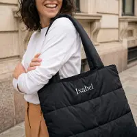 Yoursurprise Sac cabas personnalisé - Noir - Style matelassé