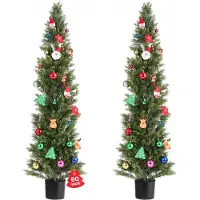 Vevor Arbre Topiaire Artificiel Cèdre Lot de 2 Faux Pin 1524 mm Plante Artificielle Aspect Réaliste pour Décoration d'Extérieur et d'Intérieur