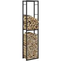 vidaXL Étagère à bois de chauffage noir 50x30x209 cm Acier
