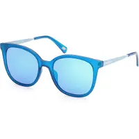 SKECHERS - Lunettes de soleil pour femmes SE6099- forme rectangulaire , couleur bleu mat, verres couleur bleu miroir..,