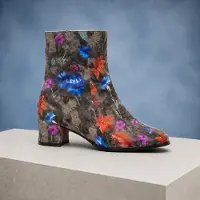 Lureaux Grey Velour Flora Lady Boot - - Chaussures élégantes et colorées avec ou sans motif - pour hommes