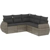 vidaXL Salon de jardin 5 pcs avec coussins gris résine tressée