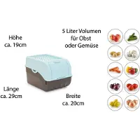 Novaliv 2x Moyen 5L turquoise light Boîte à légumes Boîte de conservation des pommes de terre Boîte de stockage Pot à oignons Boîte à ail Pot à fruits