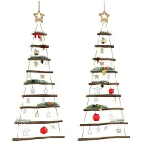 vidaXL Sapins de Noël suspendus avec étoiles supérieures 2 pièces 55 x 120 cm Branche naturelle