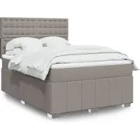 vidaXL Lit boxspring avec matelas Taupe 140x200 cm Tissu