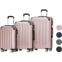 TRVLMORE Lot de 3 valises - Grande Taille Valise soute - 38L (bagage à main) + 70L + 110L - Rose Gold