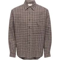 Only & Sons Chemise 'ONSGUDMUND' marron / blanc cassé