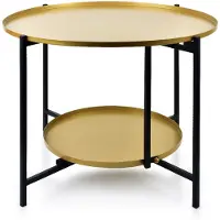Mondex Table basse Lucas, noire et dorée, 60 cm
