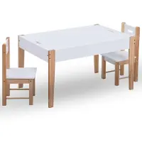 vidaXL Ensemble de salon pour enfants 3 pièces avec tableau à craies noir et blanc