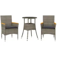 vidaXL Ensemble de jardin 3 pièces avec coussins Gris Poly rotin et verre