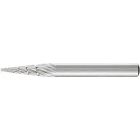 PFERD Fraise sur tige de 6 mm, en acier à coupe rapide, forme conique à bout pointu G, denture 3, Forme : G 0618, Ø de la tête 6 mm