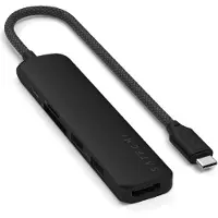 Satechi USB-C 6-en-1 Adaptateur multiport slim – Ports USB-C PD et USB-A – HDMI 4K à 60Hz – Lecteur de Carte Micro/SD