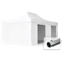 TOOLPORT 4x6 m Tonnelle pliante Alu, PES 800, côtés sans fenêtre, blanc