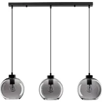 Nova Luce Suspension Palmer 3 lumières droites noires avec verre fumé