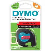 Dymo Cassette de ruban pour titreuses Letra Tag , plastique, 12 mm, rouge